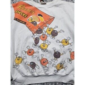 Very Rare Vintage 1980’s Reese's Pieces Graphic BJ Frog Crewneck SZ Large White
